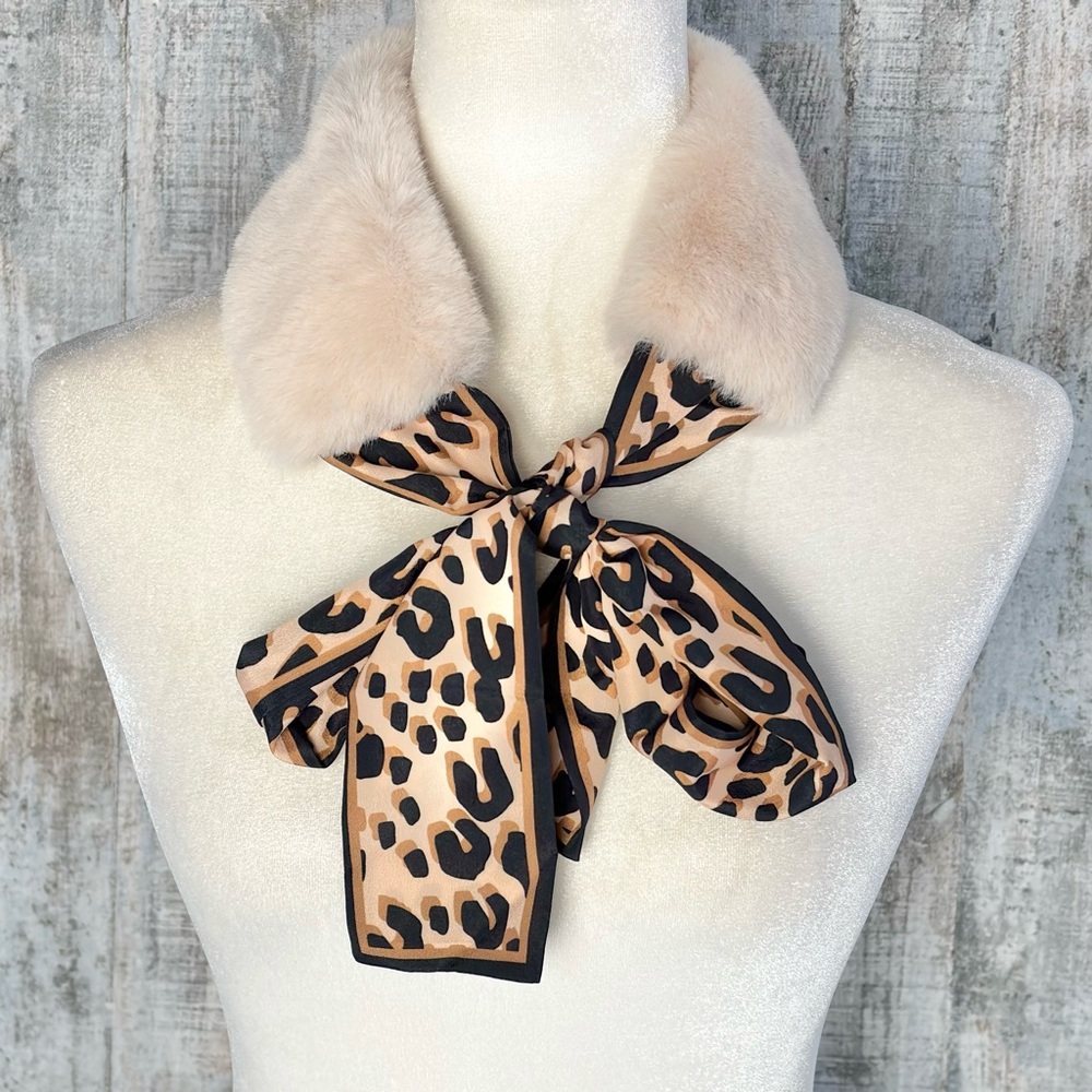 Faux fur leopard print neck wrap